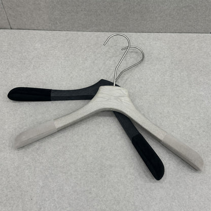 Non-Slip Flocked Resin Woodgrain Hangers for Clothing Stores