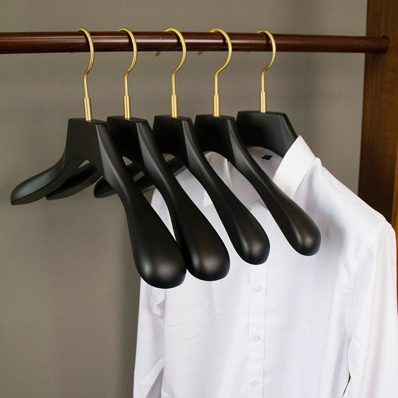 Black Beech Wood Solid Wood Hangers for Hotel, Closet & Boutique Displays for Adults