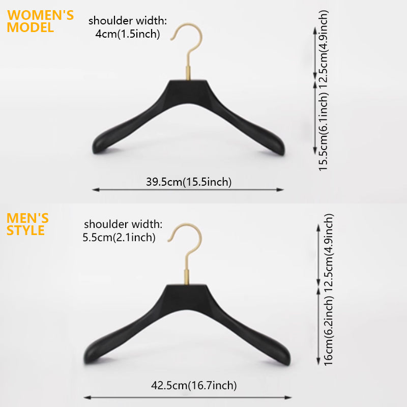 Black Beech Wood Solid Wood Hangers for Hotel, Closet & Boutique Displays for Adults