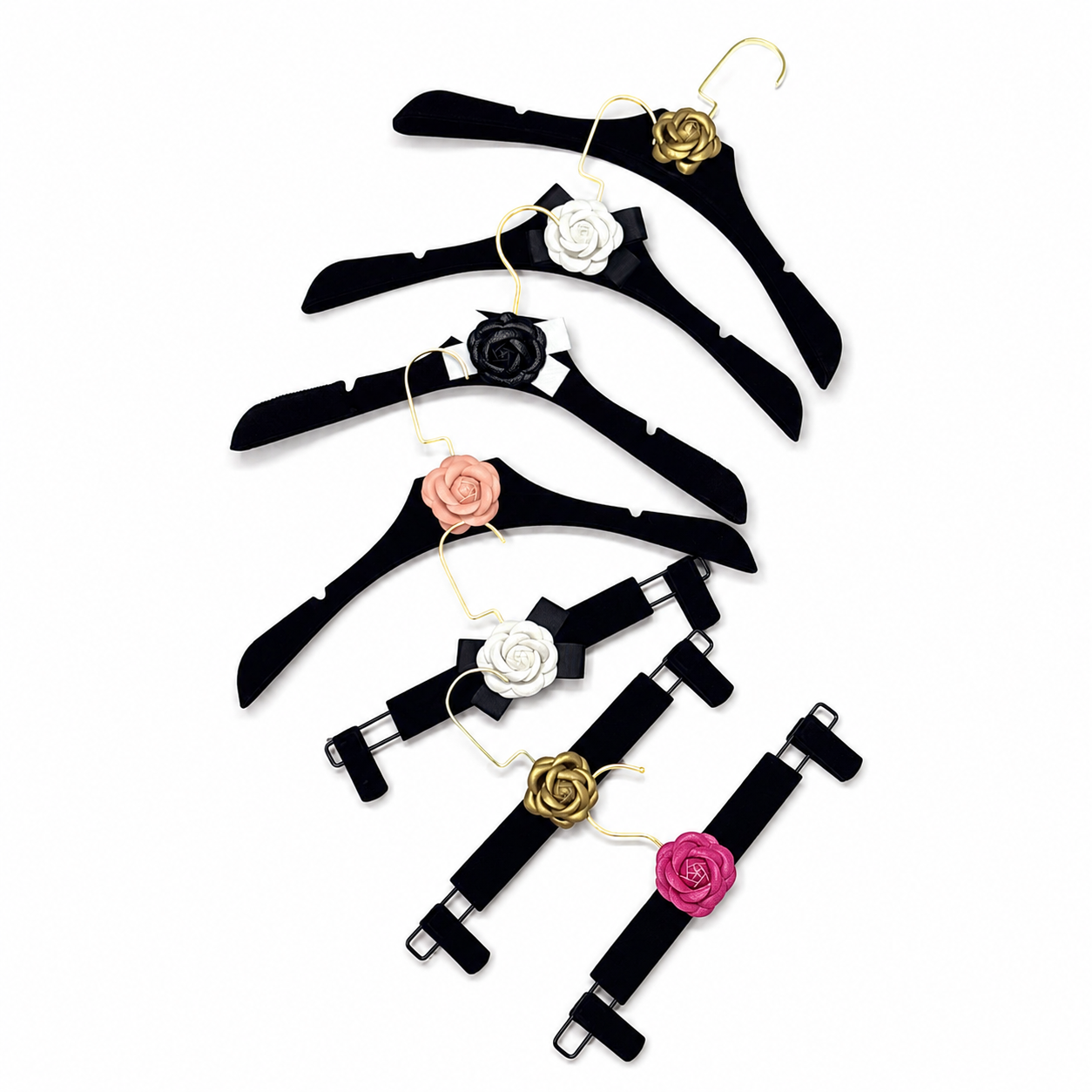 Camellia Velvet Non-Slip Hangers & Adjustable Pant Hangers for Boutique Clothing Display