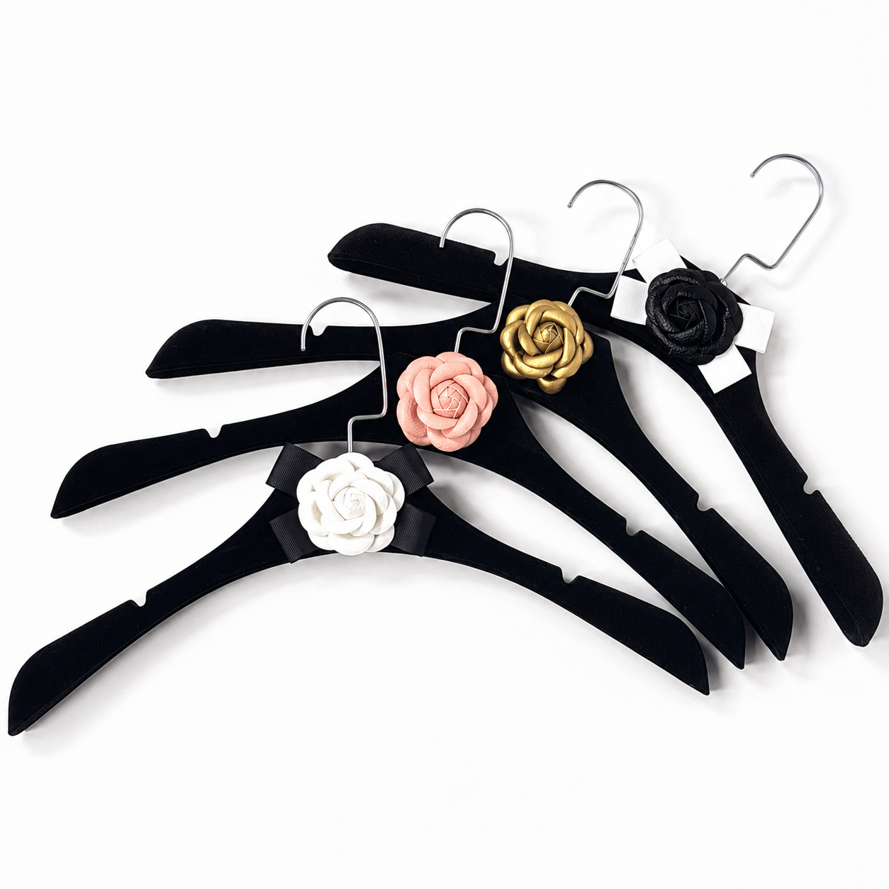 Camellia Velvet Non-Slip Hangers & Adjustable Pant Hangers for Boutique Clothing Display