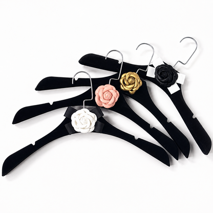 Camellia Velvet Non-Slip Hangers & Adjustable Pant Hangers for Boutique Clothing Display