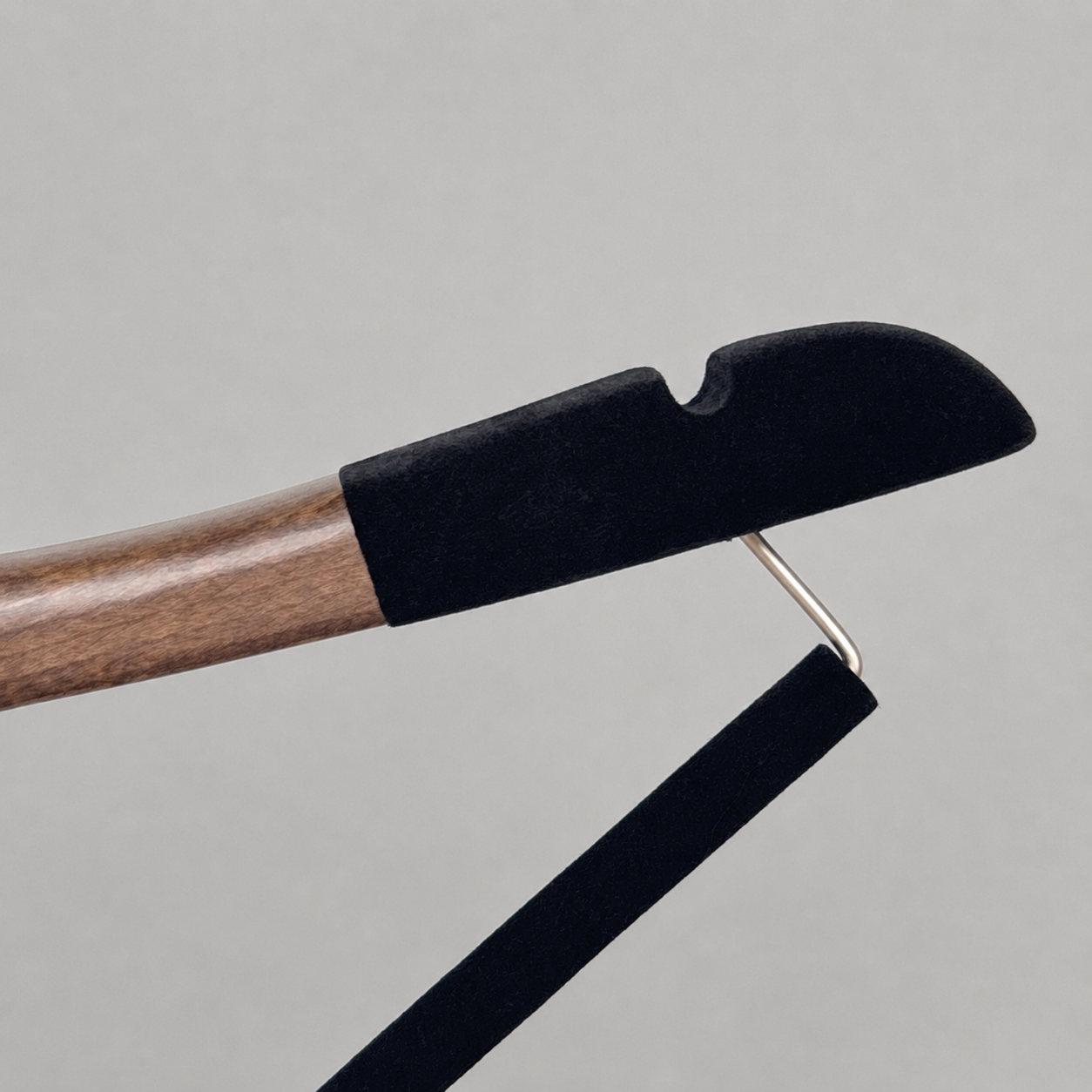 Custom Solid Wood Suit Hanger with Flocked Shoulders & Pants Bar