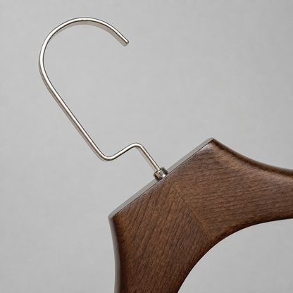 Custom Solid Wood Suit Hanger with Flocked Shoulders & Pants Bar