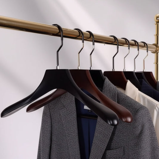 High-End Wood-like Plastic Clothing Hangers - Black & Brown Men's Suit Display Hangers