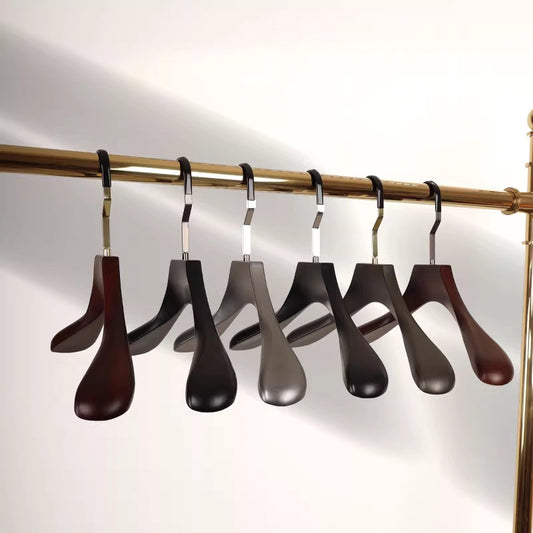 High-End Wood-like Plastic Clothing Hangers - Black & Brown Men's Suit Display Hangers