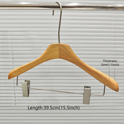 Natural Oak Hangers for Retail Stores - Wooden Coat Hangers with Clips