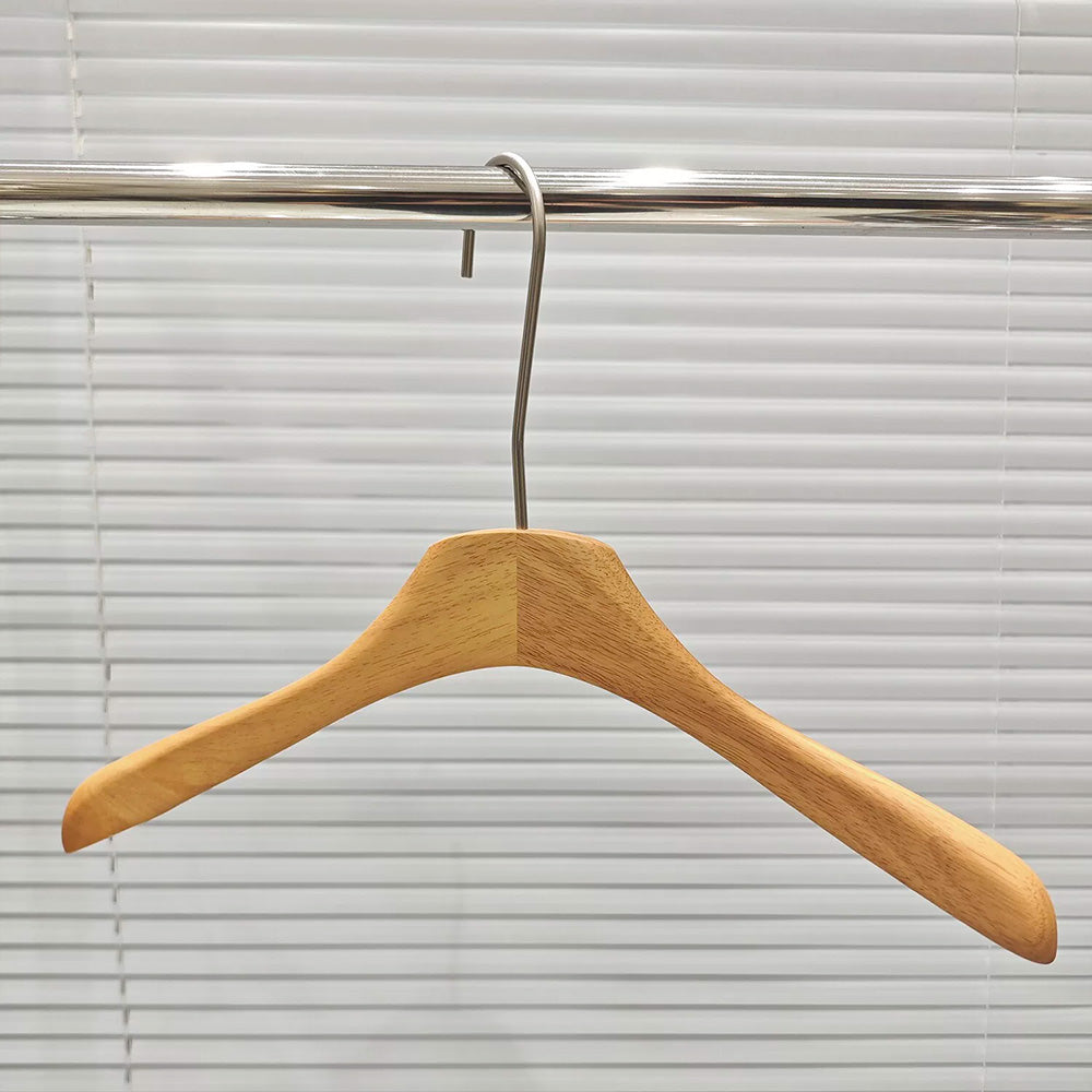 Natural Oak Hangers for Retail Stores - Wooden Coat Hangers with Clips