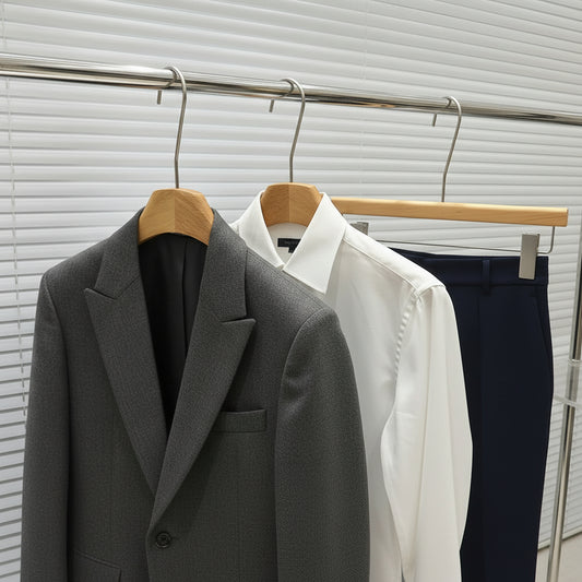 Natural Oak Hangers for Retail Stores - Wooden Coat Hangers with Clips