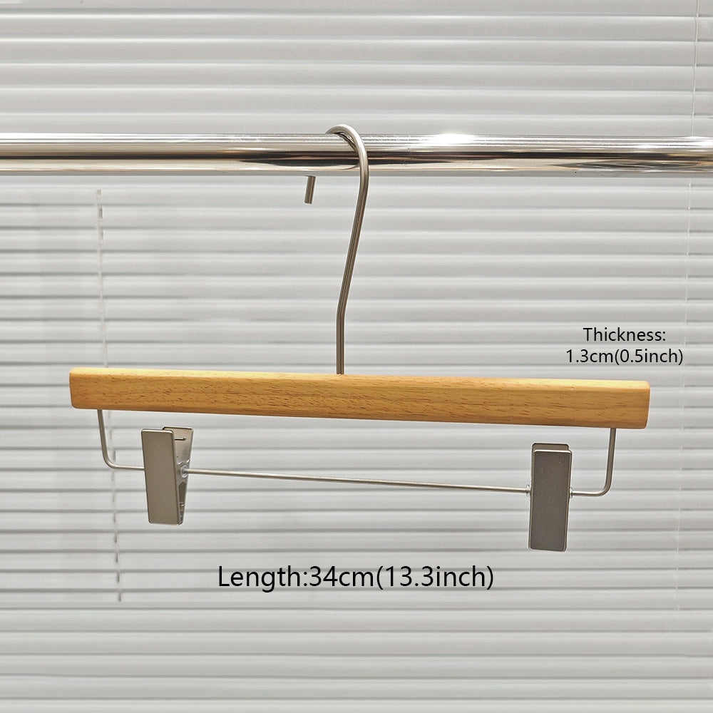 Natural Oak Hangers for Retail Stores - Wooden Coat Hangers with Clips