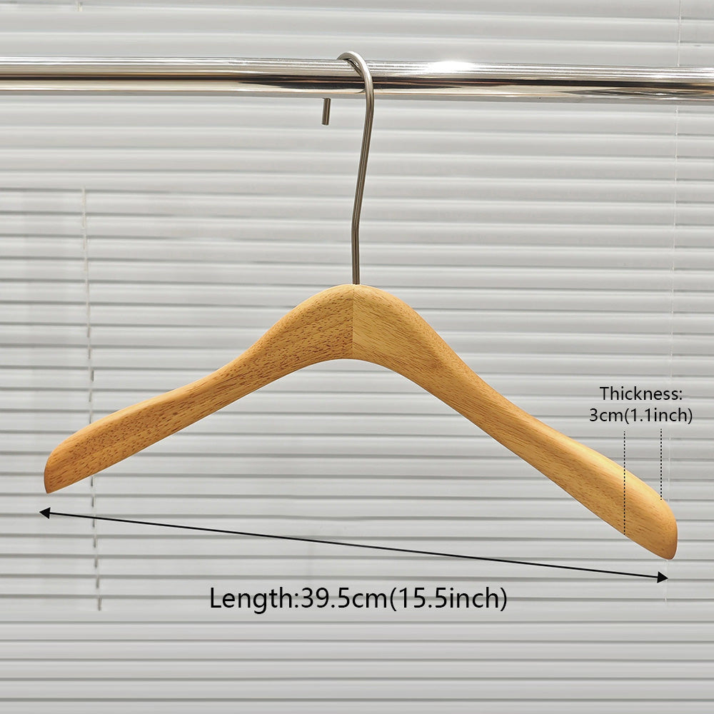 Natural Oak Hangers for Retail Stores - Wooden Coat Hangers with Clips