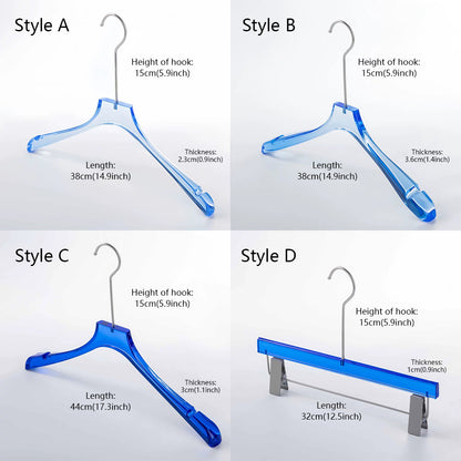 Premium Blue Acrylic Clothes Hanger with Pants Clip - Durable Unisex Store Display