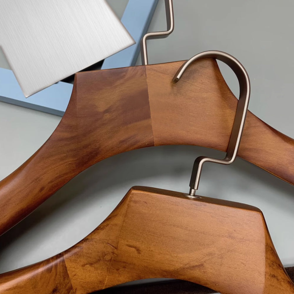 Premium Lotus Wood Hangers - Wide Shoulders, Non-Slip, Custom Logo, Men & Women’s Suits