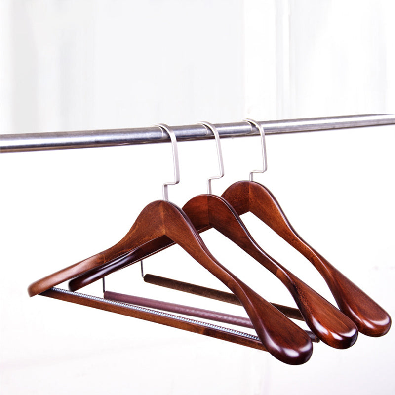 Premium Retro Wooden Hangers - Lotus Wood, Wide Shoulders, Non-Slip, Men & Women
