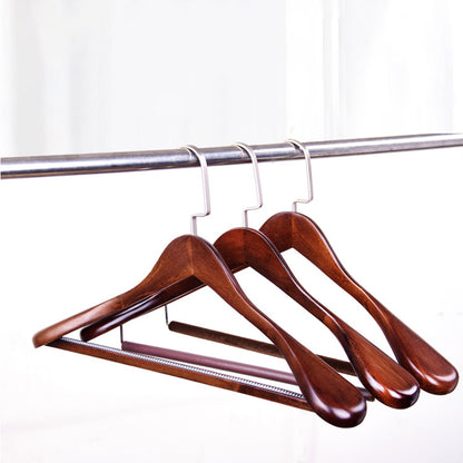 Premium Retro Wooden Hangers - Lotus Wood, Wide Shoulders, Non-Slip, Men & Women