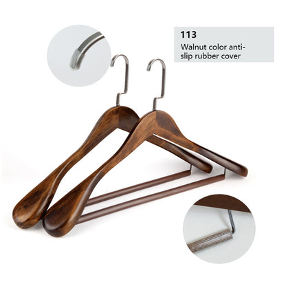 Premium Retro Wooden Hangers - Lotus Wood, Wide Shoulders, Non-Slip, Men & Women