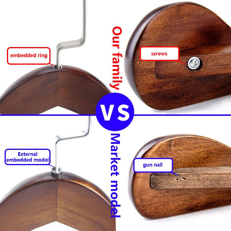 Premium Retro Wooden Hangers - Lotus Wood, Wide Shoulders, Non-Slip, Men & Women