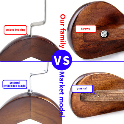 Premium Retro Wooden Hangers - Lotus Wood, Wide Shoulders, Non-Slip, Men & Women