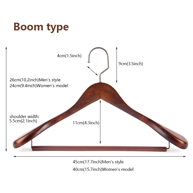 Premium Retro Wooden Hangers - Lotus Wood, Wide Shoulders, Non-Slip, Men & Women