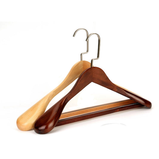 Premium Retro Wooden Hangers - Lotus Wood, Wide Shoulders, Non-Slip, Men & Women