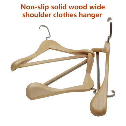 Premium Retro Wooden Hangers - Lotus Wood, Wide Shoulders, Non-Slip, Men & Women