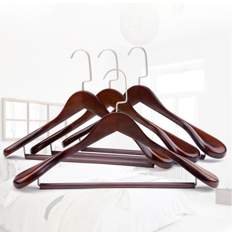 Premium Retro Wooden Hangers - Lotus Wood, Wide Shoulders, Non-Slip, Men & Women