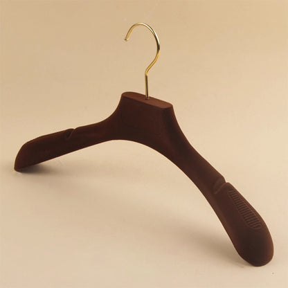 Premium Velvet Hangers Heavy Duty Wide Shoulder Wedding Dress Brown Gold Hook Customizable