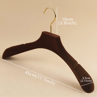 Premium Velvet Hangers Heavy Duty Wide Shoulder Wedding Dress Brown Gold Hook Customizable