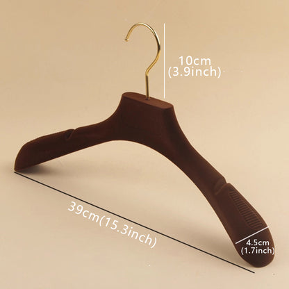Premium Velvet Hangers Heavy Duty Wide Shoulder Wedding Dress Brown Gold Hook Customizable