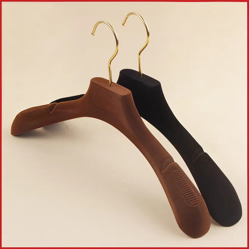Premium Velvet Hangers Heavy Duty Wide Shoulder Wedding Dress Brown Gold Hook Customizable