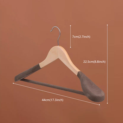 Premium Wooden Flocked Hanger - Non-Slip Wide Shoulder for Aldult Suits & Coats