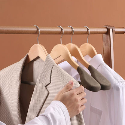 Premium Wooden Flocked Hanger - Non-Slip Wide Shoulder for Aldult Suits & Coats