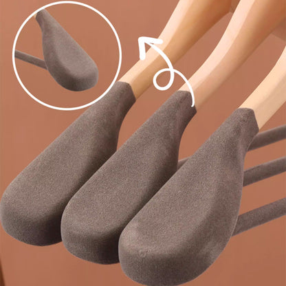 Premium Wooden Flocked Hanger - Non-Slip Wide Shoulder for Aldult Suits & Coats