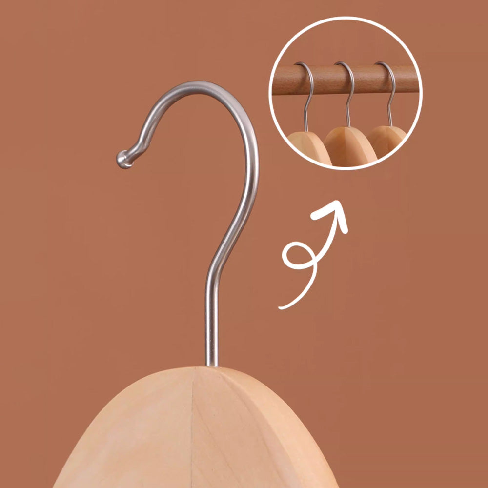 Premium Wooden Flocked Hanger - Non-Slip Wide Shoulder for Aldult Suits & Coats