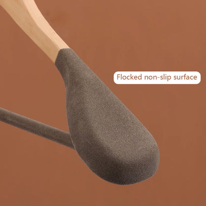 Premium Wooden Flocked Hanger - Non-Slip Wide Shoulder for Aldult Suits & Coats