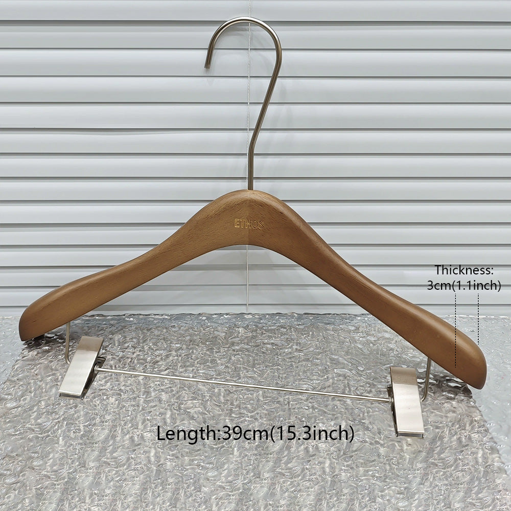 Premium Wooden Hangers Set - Brown Oak Adult Clothes Hangers with Custom Logo