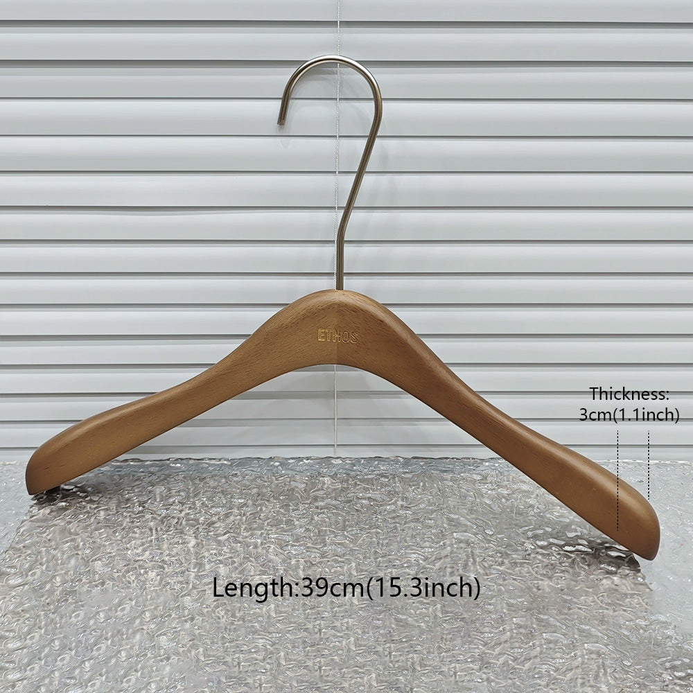 Premium Wooden Hangers Set - Brown Oak Adult Clothes Hangers with Custom Logo