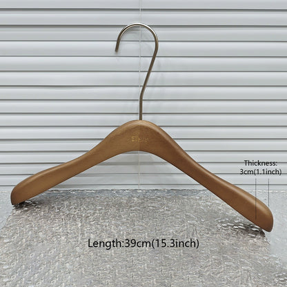 Premium Wooden Hangers Set - Brown Oak Adult Clothes Hangers with Custom Logo