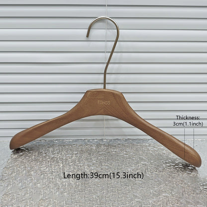 Premium Wooden Hangers Set - Brown Oak Adult Clothes Hangers with Custom Logo