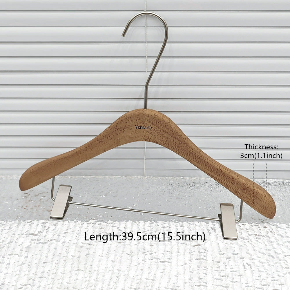 Premium Wooden Hangers Set - Brown Oak Adult Clothes Hangers with Custom Logo