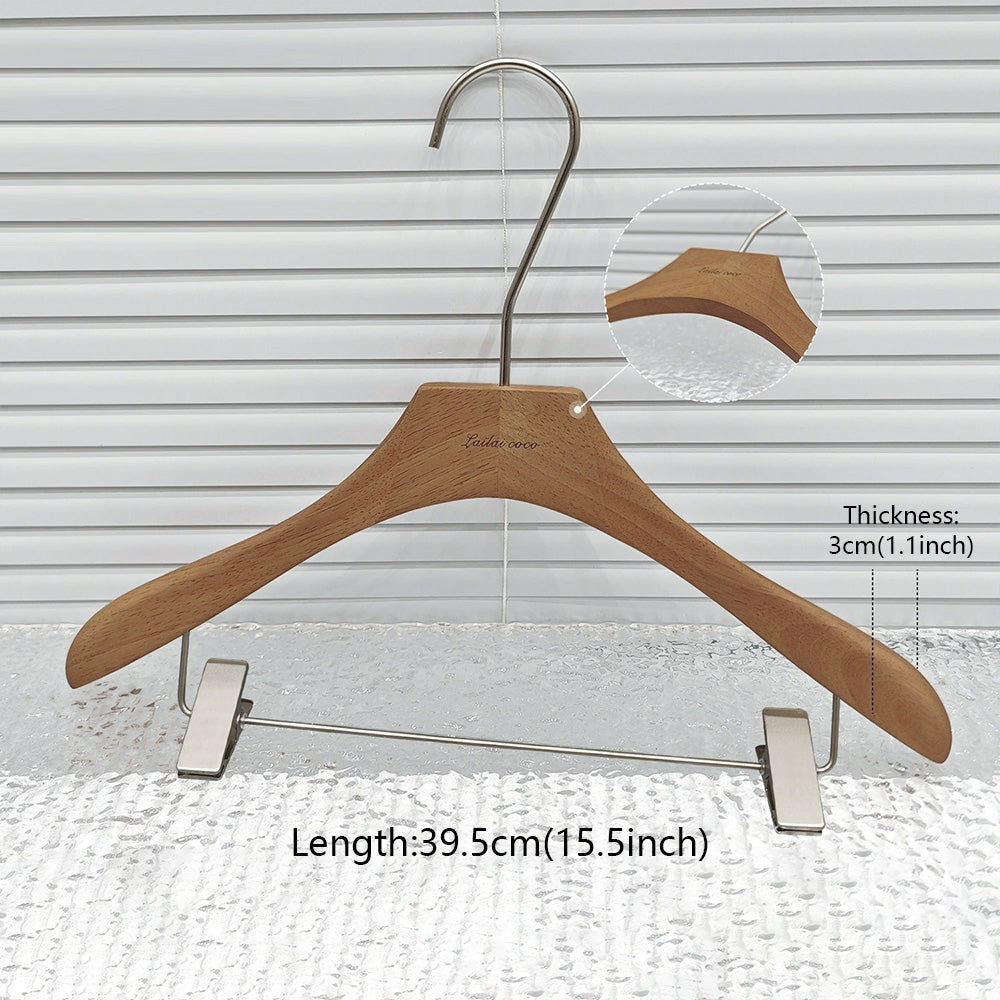 Premium Wooden Hangers Set - Brown Oak Adult Clothes Hangers with Custom Logo