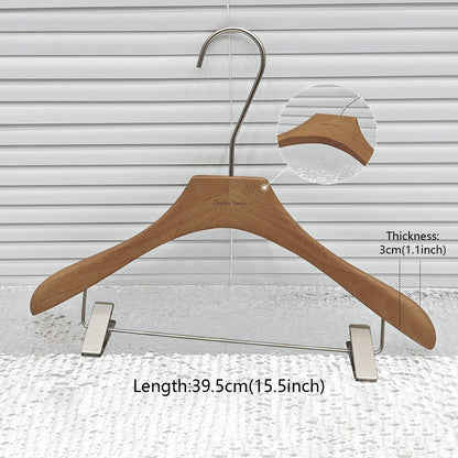 Premium Wooden Hangers Set - Brown Oak Adult Clothes Hangers with Custom Logo