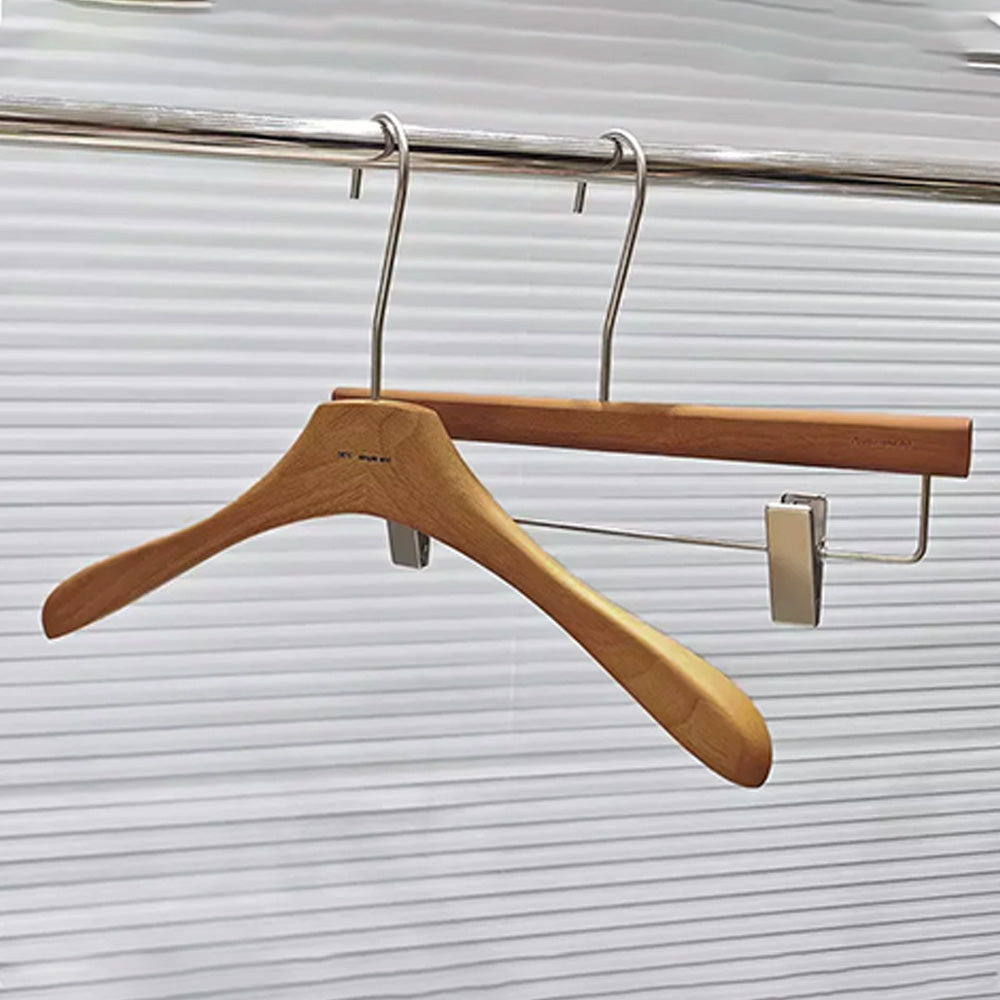 Premium Wooden Hangers Set - Brown Oak Adult Clothes Hangers with Custom Logo