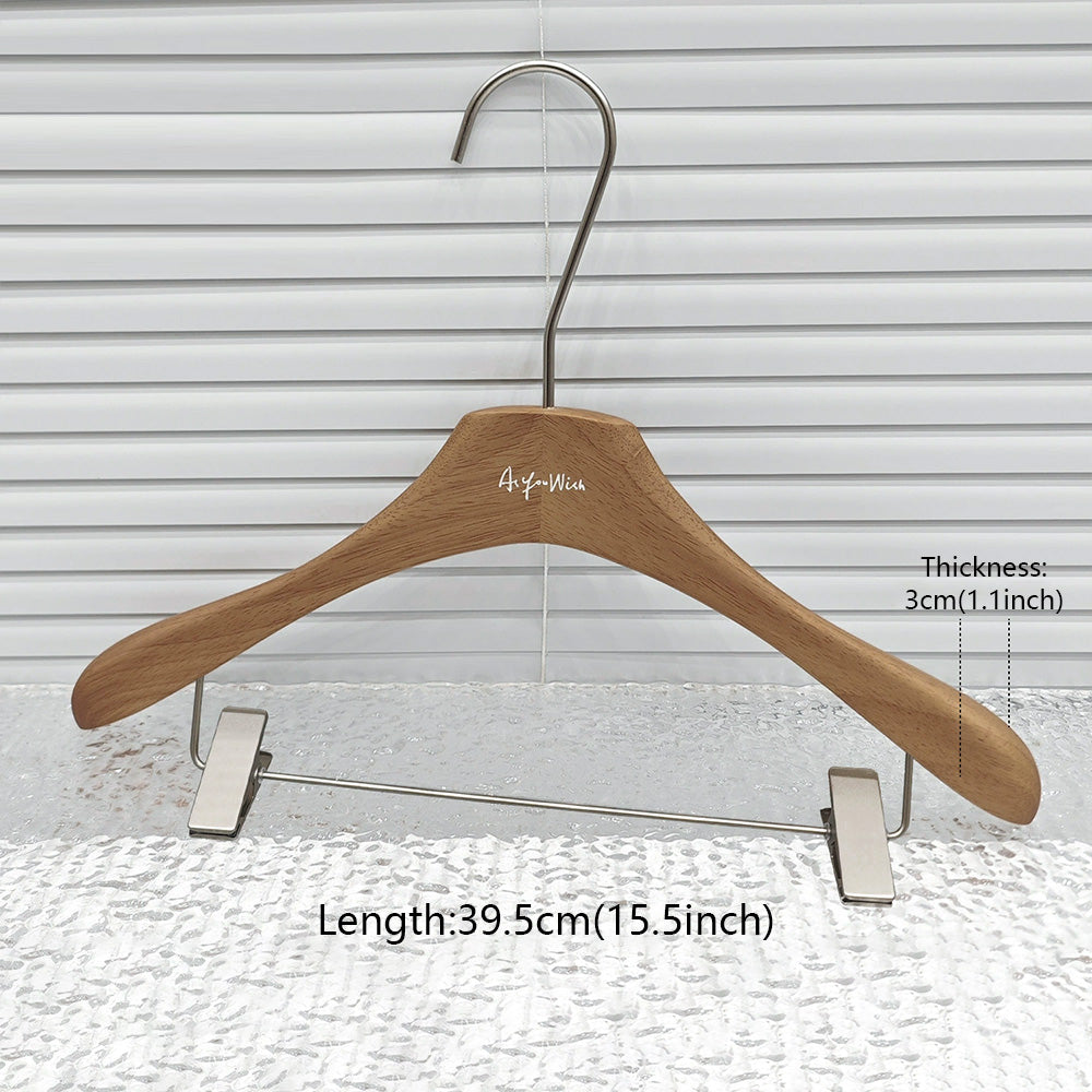 Premium Wooden Hangers Set - Brown Oak Adult Clothes Hangers with Custom Logo