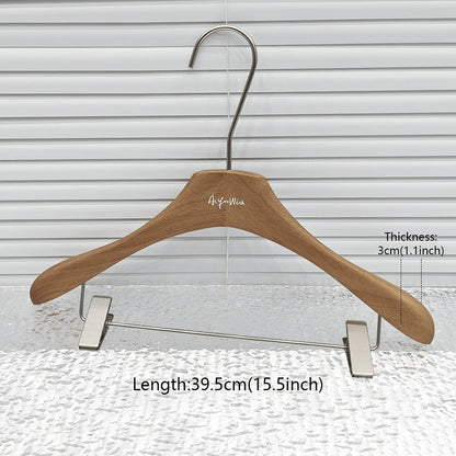 Premium Wooden Hangers Set - Brown Oak Adult Clothes Hangers with Custom Logo