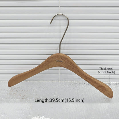 Premium Wooden Hangers Set - Brown Oak Adult Clothes Hangers with Custom Logo