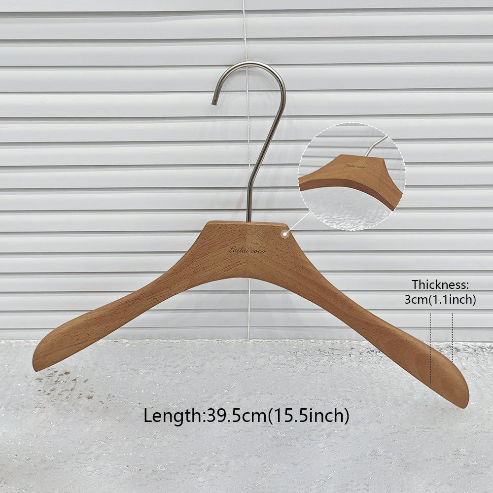 Premium Wooden Hangers Set - Brown Oak Adult Clothes Hangers with Custom Logo