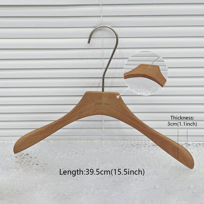 Premium Wooden Hangers Set - Brown Oak Adult Clothes Hangers with Custom Logo