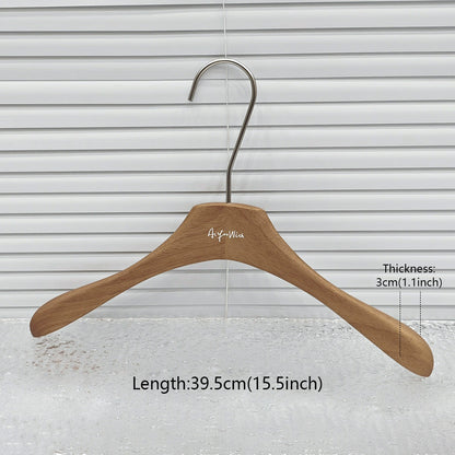 Premium Wooden Hangers Set - Brown Oak Adult Clothes Hangers with Custom Logo