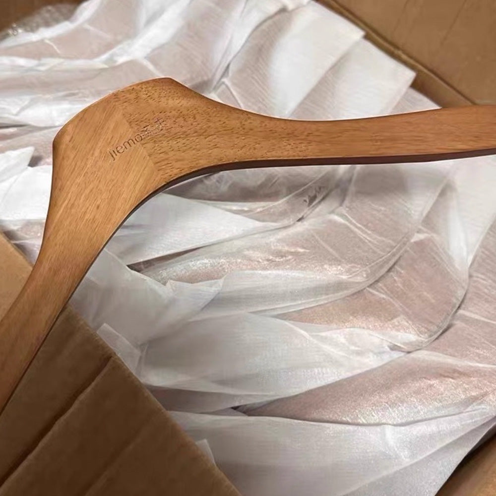 Premium Wooden Hangers Set - Brown Oak Adult Clothes Hangers with Custom Logo